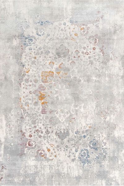 Kukoon Silver Multicolour Distressed Floral Medallion Rug in Light Grey - Size: 120 cm x 170 cm - image 1