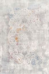Kukoon Silver Multicolour Distressed Floral Medallion Rug in Light Grey - Size: 120 cm x 170 cm