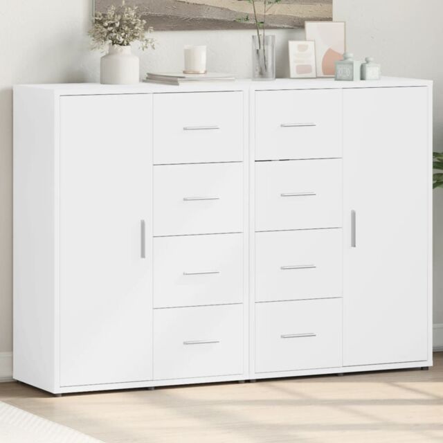 Berkfield Home Sideboards 2 pcs White 60x31x84 cm Engineered Wood - Size: 60 x 31 x 84 cm - image 1
