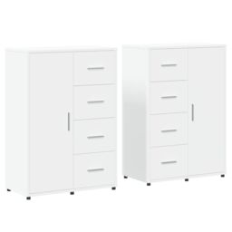Berkfield Home Sideboards 2 pcs White 60x31x84 cm Engineered Wood - Size: 60 x 31 x 84 cm - thumbnail 2