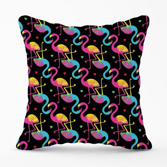 Warren Reed - Designer Vivid Flamingo Pattern Outdoor Cushion in Black - Size: 45 cm x 45 cm - image 1