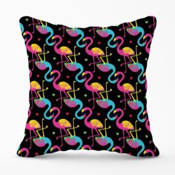 Warren Reed - Designer Vivid Flamingo Pattern Outdoor Cushion in Black - Size: 45 cm x 45 cm - thumbnail 1