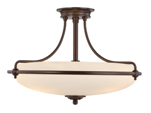 Netlighting Griffin 4 Light Semi Flush Ceiling Light Palladian Bronze E27 in Brown