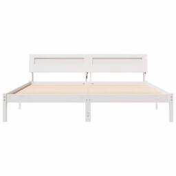 Berkfield Home Modern with LED Strip Lights with Headboard White 200 x 200 cm Wood - thumbnail 5