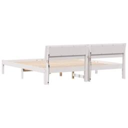 Berkfield Home Modern with LED Strip Lights with Headboard White 200 x 200 cm Wood - thumbnail 7