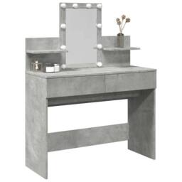Berkfield Home Dressing Table with LED Concrete Grey 100x40x130 cm - Size: 100 x 40 x 130 cm - thumbnail 4