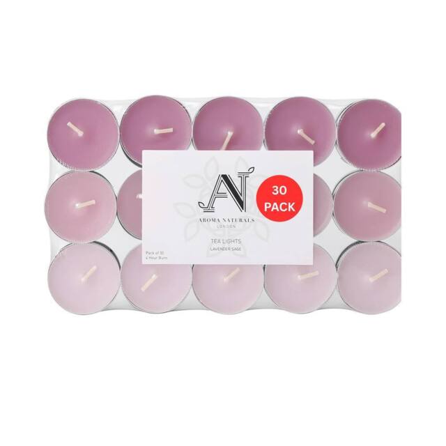 Aroma Naturals Lavender Sage Scented Tealight Candles - 4hr Burn - 30 Pack in Purple - image 1
