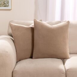 OHS 2 x Matte Velvet Cushion Covers in Natural - Size: 45 cm x 45 cm