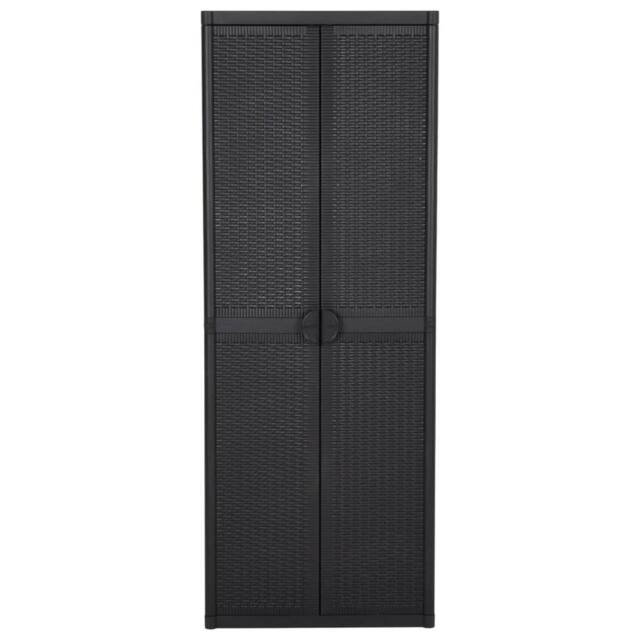 Berkfield Home Garden Storage Cabinet Black 65x45x172 cm PP Rattan - Size: 65 x 45 x 172 cm - image 1