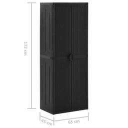Berkfield Home Garden Storage Cabinet Black 65x45x172 cm PP Rattan - Size: 65 x 45 x 172 cm - thumbnail 7