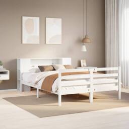 Berkfield Home Bookcase Bed without Mattress White 150x200 cm King Solid Wood Pine - thumbnail 1