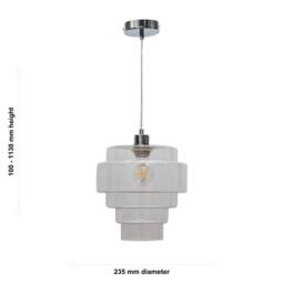 First Choice Lighting Benson - 5 Tier Clear Glass & Chrome Ceiling Pendant Light Fitting - thumbnail 5
