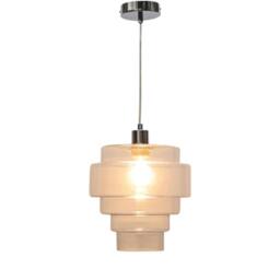 First Choice Lighting Benson - 5 Tier Clear Glass & Chrome Ceiling Pendant Light Fitting - thumbnail 2
