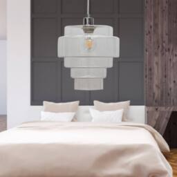 First Choice Lighting Benson - 5 Tier Clear Glass & Chrome Ceiling Pendant Light Fitting - thumbnail 4