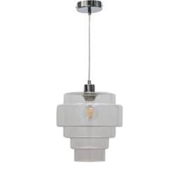 First Choice Lighting Benson - 5 Tier Clear Glass & Chrome Ceiling Pendant Light Fitting - thumbnail 1