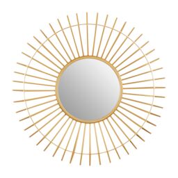 Orsina Round Gold Wall Mirror, Sunburst Design Bevelled Mirror For Living Room, Metallic Wall Accent, Gold Mirror - thumbnail 3