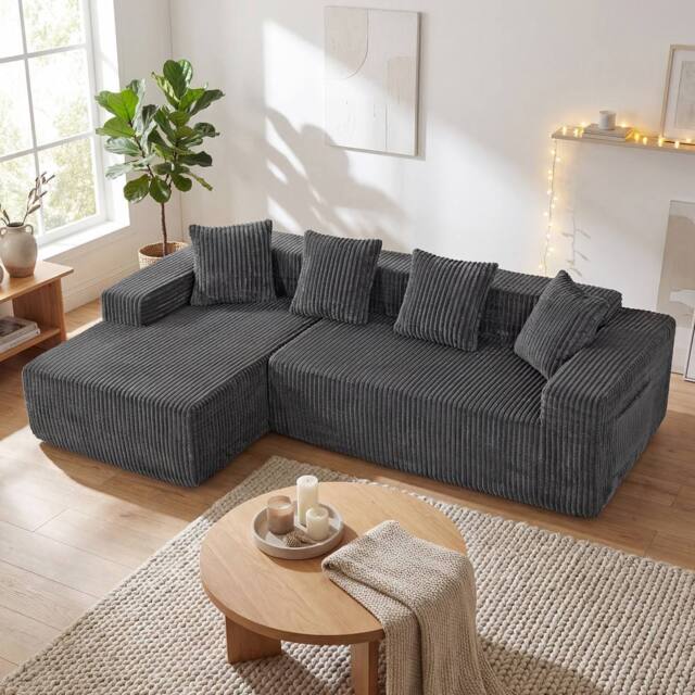 Dprodo 261CM Modular Left L-Shaped Sectional Sofa, 4 Seater Corner Sofa in Grey - image 1