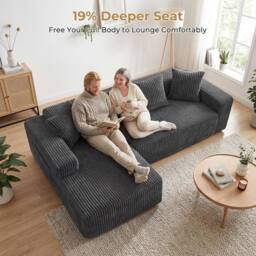 Dprodo 261CM Modular Left L-Shaped Sectional Sofa, 4 Seater Corner Sofa in Grey - thumbnail 4