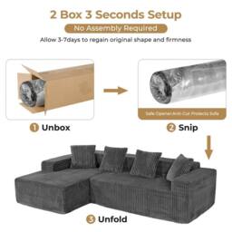 Dprodo 261CM Modular Left L-Shaped Sectional Sofa, 4 Seater Corner Sofa in Grey - thumbnail 9