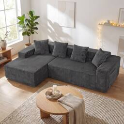 Dprodo 261CM Modular Left L-Shaped Sectional Sofa, 4 Seater Corner Sofa in Grey - thumbnail 1