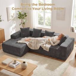 Dprodo 261CM Modular Left L-Shaped Sectional Sofa, 4 Seater Corner Sofa in Grey - thumbnail 6