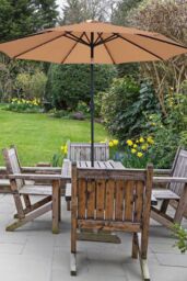 Glamhaus Khaki Solar Power LED Tilting Parasol Waterproof Garden Umbrella 2.7M - thumbnail 6