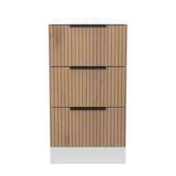Ready Assembled 2 U Crete 3 Drawer Bedside (Ready Assembled) in White - Size: Small