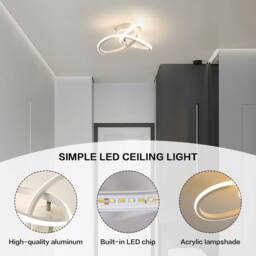 Goeco LED Ceiling Light, 22W, Modern Ceiling Light, 3000K/4500K/6500K, White - thumbnail 4