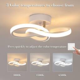 Goeco LED Ceiling Light, 22W, Modern Ceiling Light, 3000K/4500K/6500K, White - thumbnail 2