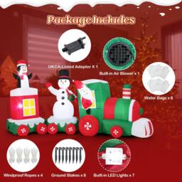 Gymax 350 cm/11.5 FT Christmas Inflatables Santa Claus Driving Train in Red - thumbnail 7