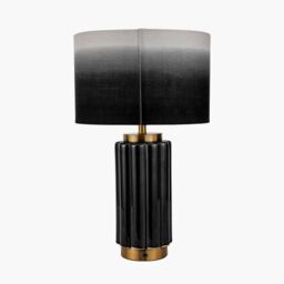 Ruma Textured Dark Green & Gold Ceramic Art Deco Table Lamp in Black - thumbnail 3
