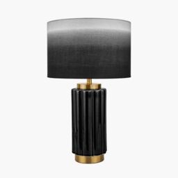 Ruma Textured Dark Green & Gold Ceramic Art Deco Table Lamp in Black - thumbnail 2