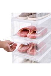 Living and Home 6-Tier Foldable Shoe Cabinet Shoe Storage Box in White - thumbnail 5
