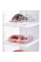 Living and Home 6-Tier Foldable Shoe Cabinet Shoe Storage Box in White - thumbnail 4