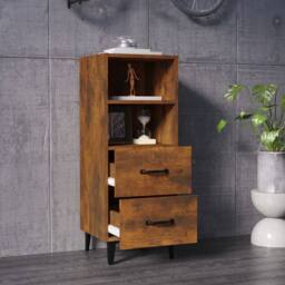 Berkfield Home Sideboard Smoked Oak 34.5x34x90 cm Engineered Wood in Brown - thumbnail 3