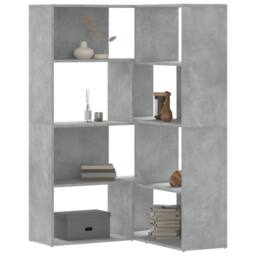 Berkfield Home Elegant Corner Bookcase 4-Tier Concrete Grey 85x85x140 cm Enginee - Size: 85 x 85 x 140 cm - thumbnail 2