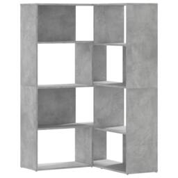 Berkfield Home Elegant Corner Bookcase 4-Tier Concrete Grey 85x85x140 cm Enginee - Size: 85 x 85 x 140 cm - thumbnail 3