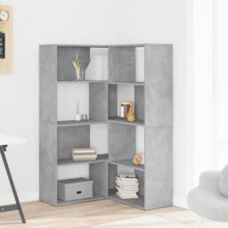 Berkfield Home Elegant Corner Bookcase 4-Tier Concrete Grey 85x85x140 cm Enginee - Size: 85 x 85 x 140 cm - thumbnail 1