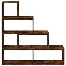Berkfield Home Room Divider Bookcase 4-Tier Smoked Oak 143.5x29x143.5 cm Engineered Wood in Brown - thumbnail 5