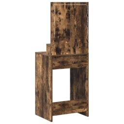 Berkfield Home Makeup Table with LED Lights - Smoked Oak 50x41x135 cm in Brown - Size: 50 x 41 x 135 cm - thumbnail 6