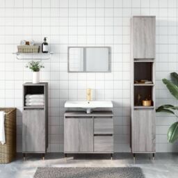 Berkfield Home 3 Piece Bathroom Furniture Set Grey Sonoma Engineered Wood