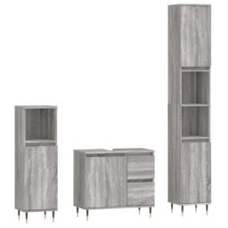 Berkfield Home 3 Piece Bathroom Furniture Set Grey Sonoma Engineered Wood - thumbnail 2