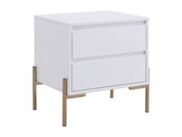 Vente-unique Bedside Table With 2 Drawers - MDF & Metal - Gloss White & Gold - thumbnail 5
