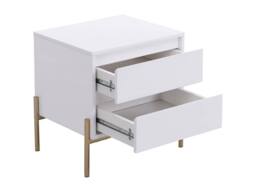Vente-unique Bedside Table With 2 Drawers - MDF & Metal - Gloss White & Gold - thumbnail 7