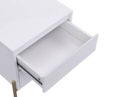 Vente-unique Bedside Table With 2 Drawers - MDF & Metal - Gloss White & Gold - thumbnail 9