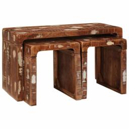 Berkfield Home Beautiful End Tables Multicolour Solid reclaimed wood - thumbnail 1