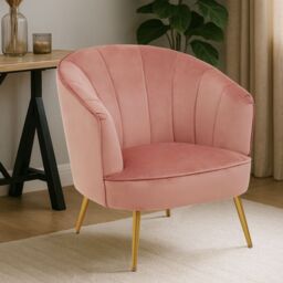 Orsina Modern Yolanda Velvet Chair, Exquisite & Cozy Desk Chair Velvet, Easy to Clean Velvet Accent Chair in Pink