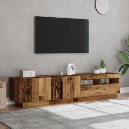 Berkfield Home TV Cabinet with LED Lights Old Wood 180x35x40 cm Engineered Wood in Brown - Size: 180 x 35 x 40 cm - thumbnail 4
