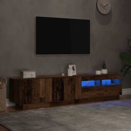 Berkfield Home TV Cabinet with LED Lights Old Wood 180x35x40 cm Engineered Wood in Brown - Size: 180 x 35 x 40 cm - thumbnail 5