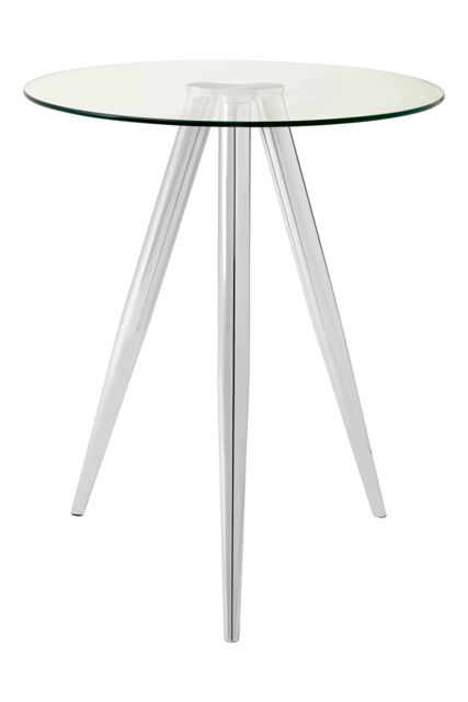 Orsina Elegant Round Bar Table, Tripod Base Circular Bar Table, Transparent Top Round High Table For Livingroom in Silver - image 1